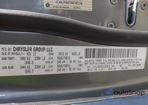 2013 Jeep Patriot Sport z USA, uszkodzony, nr VIN 1C4NJPBA5DD187316